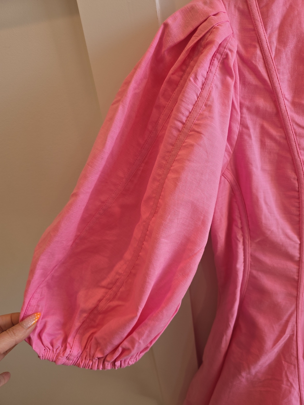 Avara Pink Channing  Puff-Sleeve V-Neck Mini Dress, Size Small NWT - Picture 8 of 12